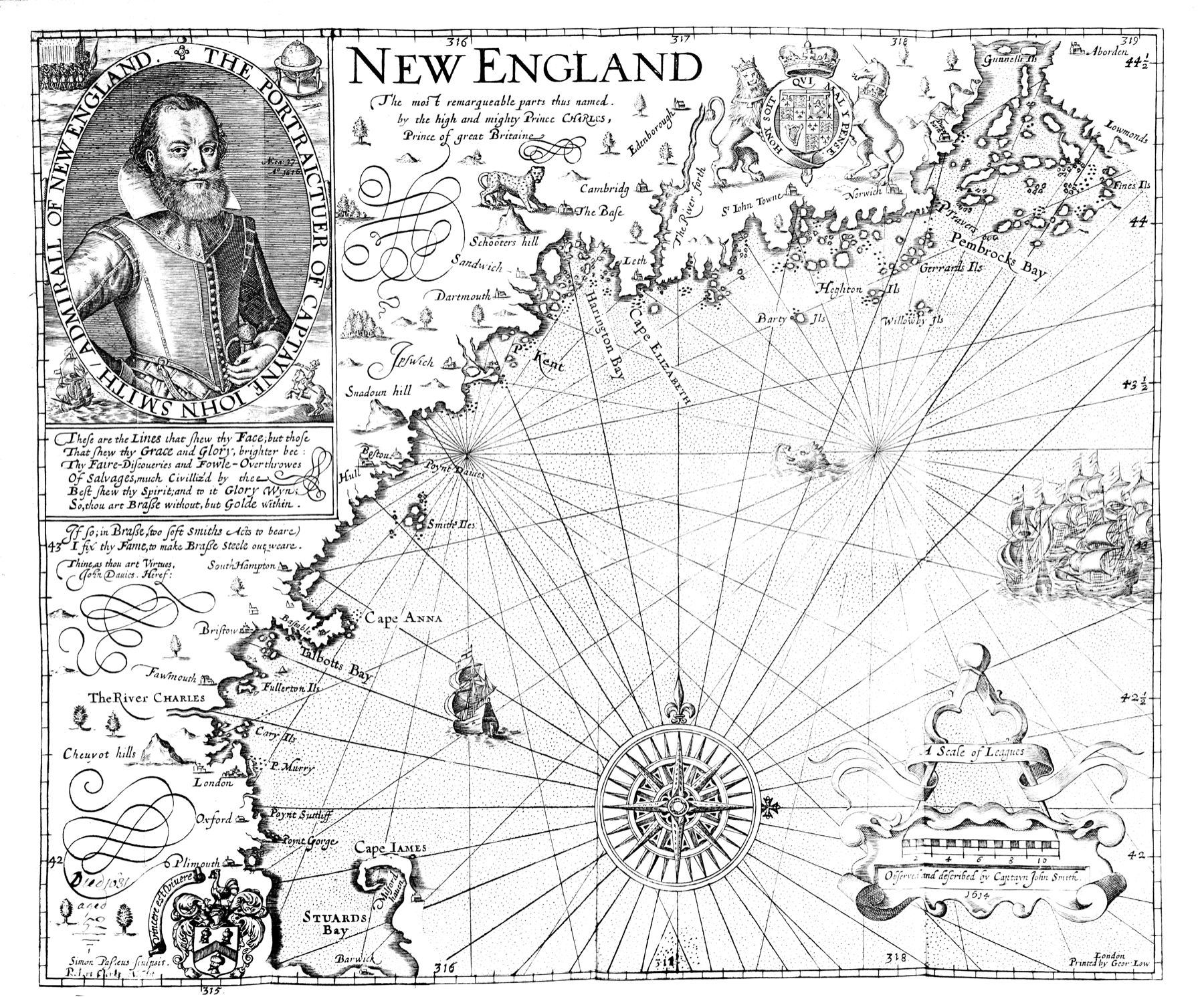 John Smith's 1616 map of New England.